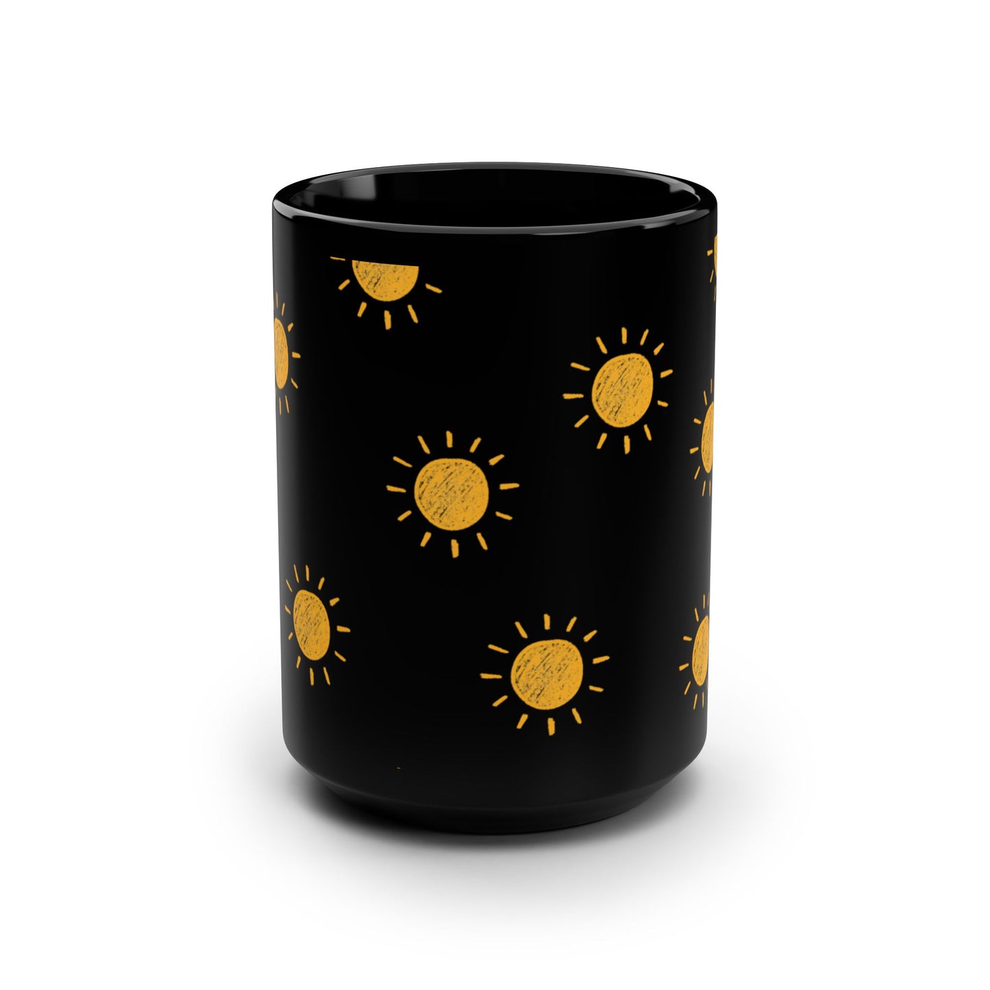 Sun Pattern Mug, 15oz Black Cup