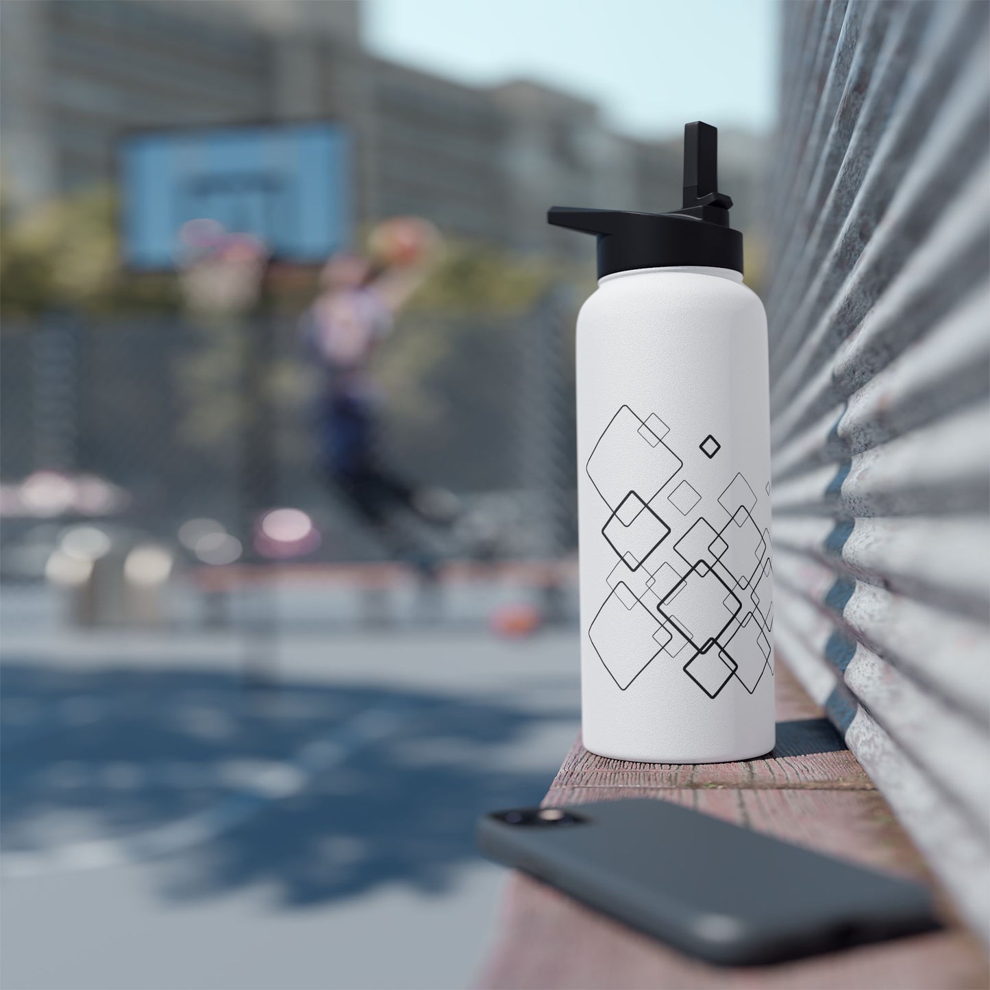 Water Bottle, Square Pattern Design, Stainless Steel