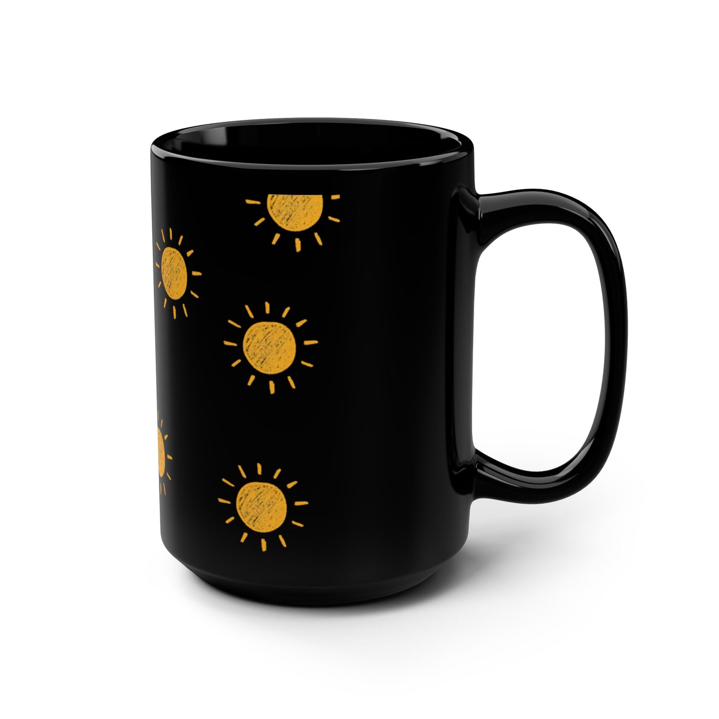 Sun Pattern Mug, 15oz Black Cup
