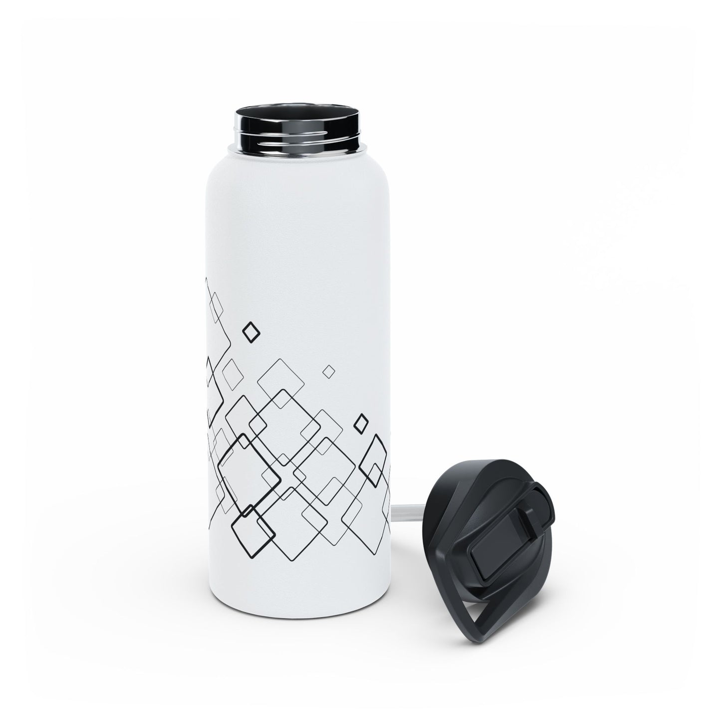 Water Bottle, Square Pattern Design, Stainless Steel