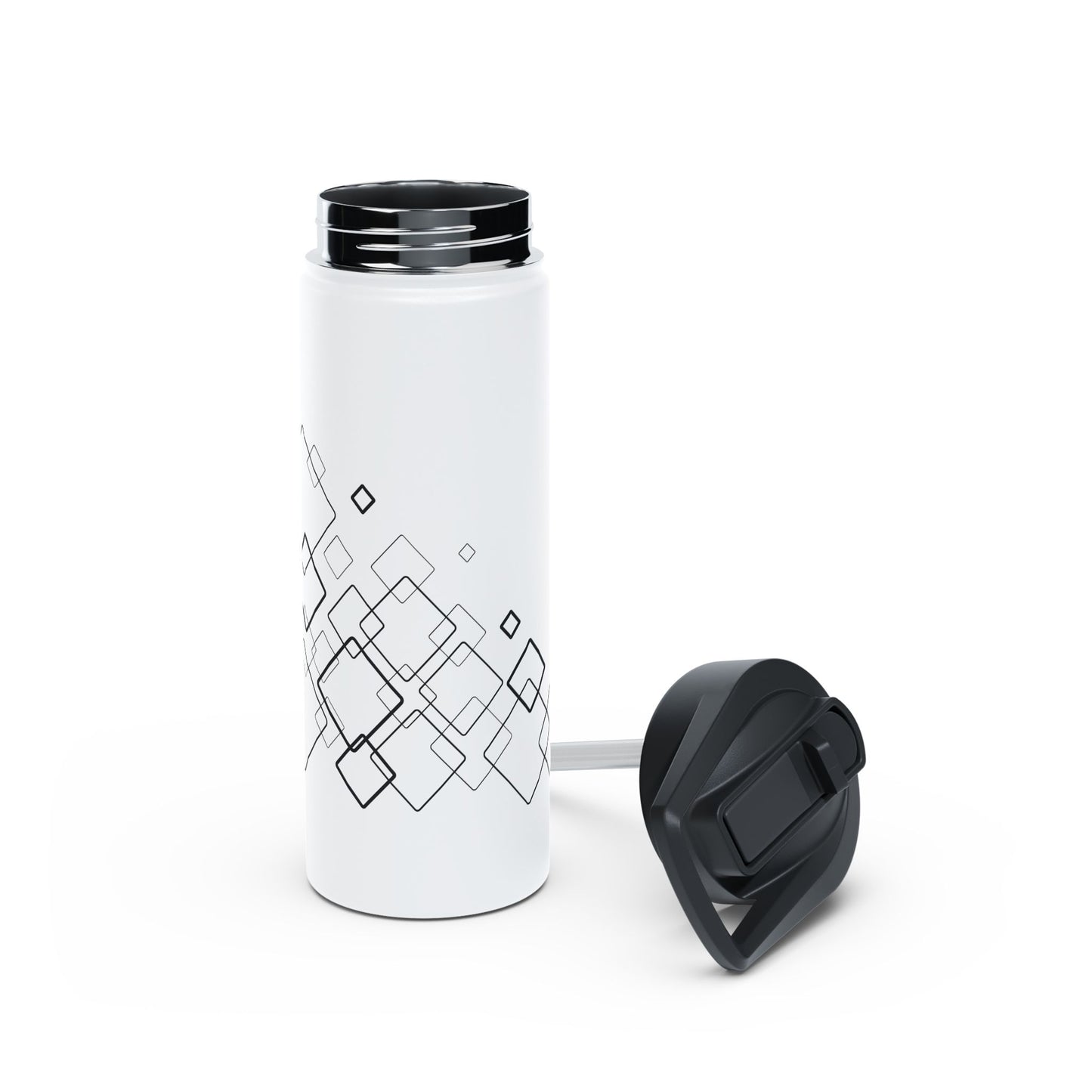 Water Bottle, Square Pattern Design, Stainless Steel