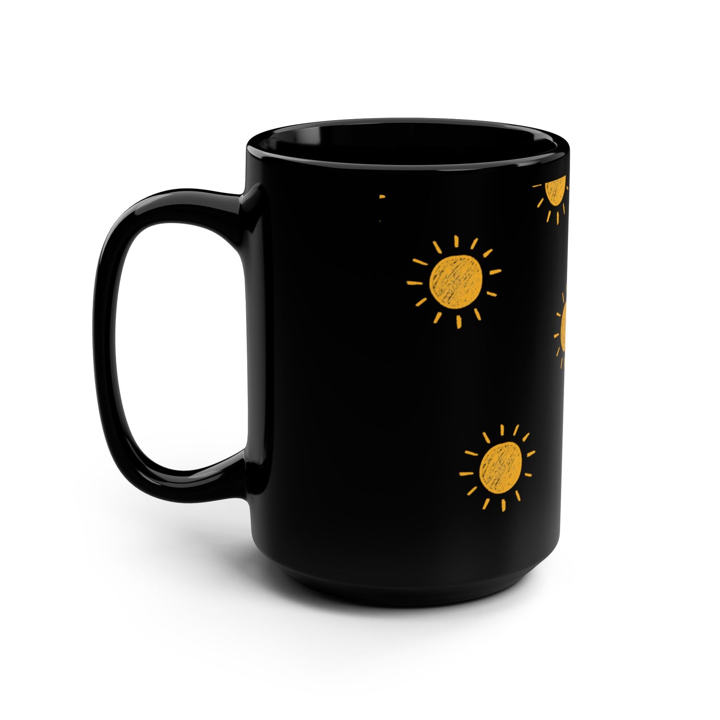 Sun Pattern Mug, 15oz Black Cup