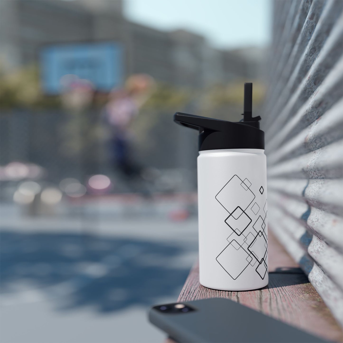 Water Bottle, Square Pattern Design, Stainless Steel