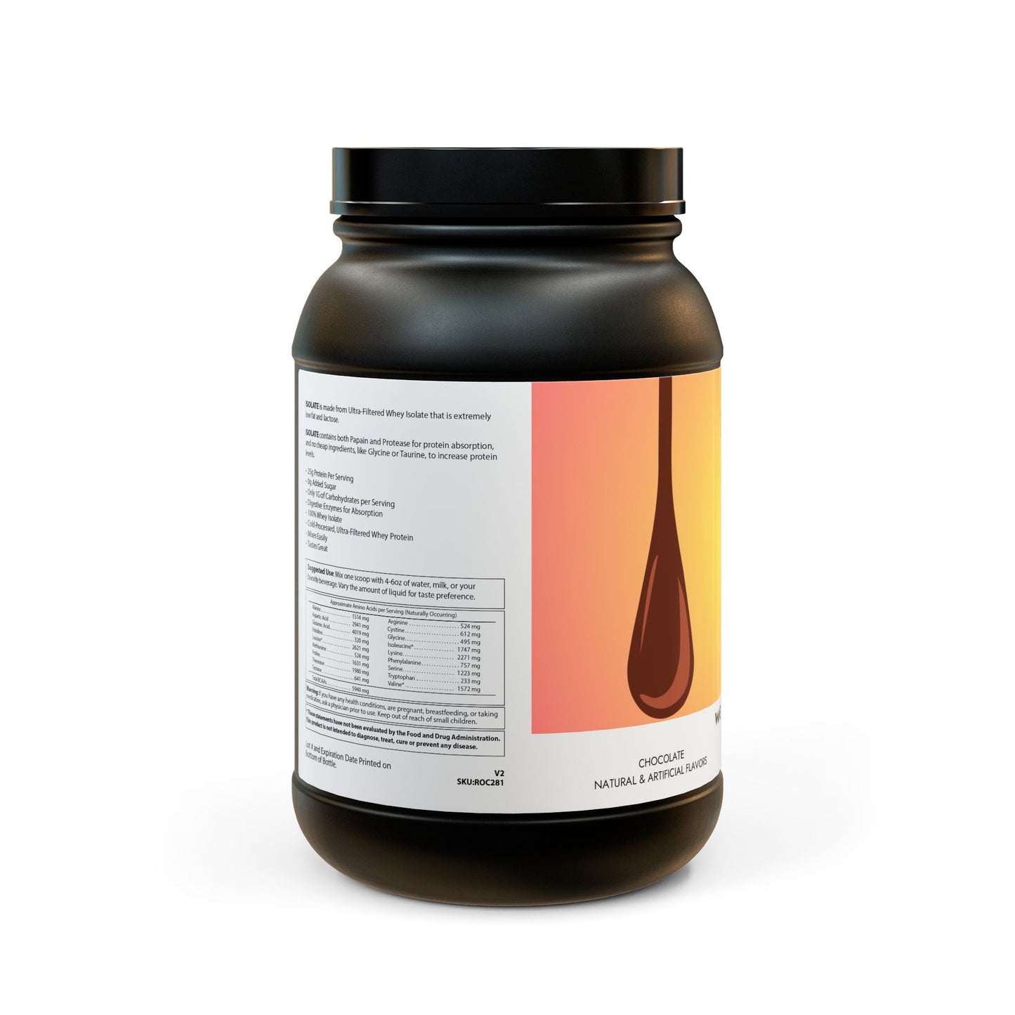 Chocolate Whey Isolate Protein Supplement (907g, 2lb)
