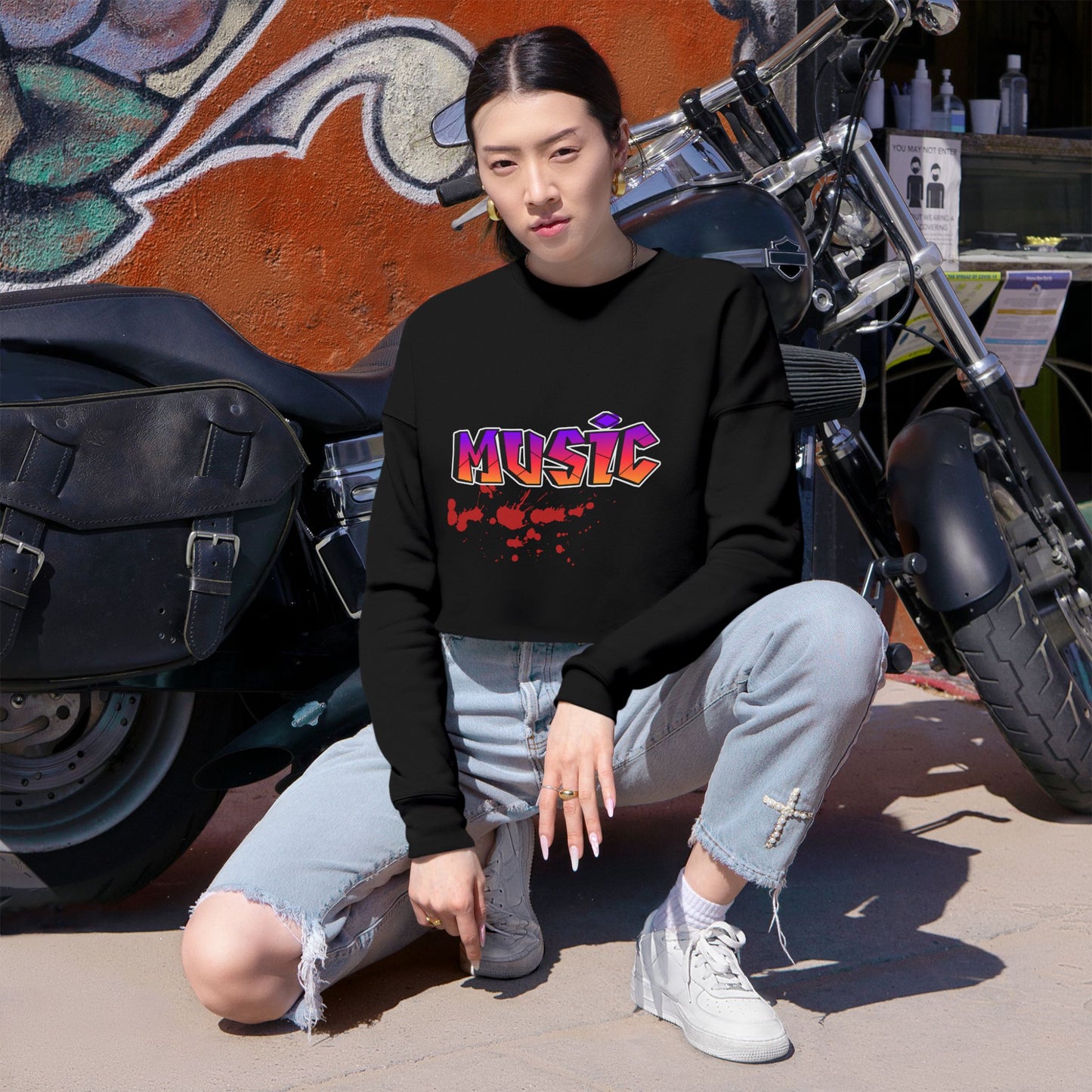 Music Lover Women's Cropped Sweatshirt
