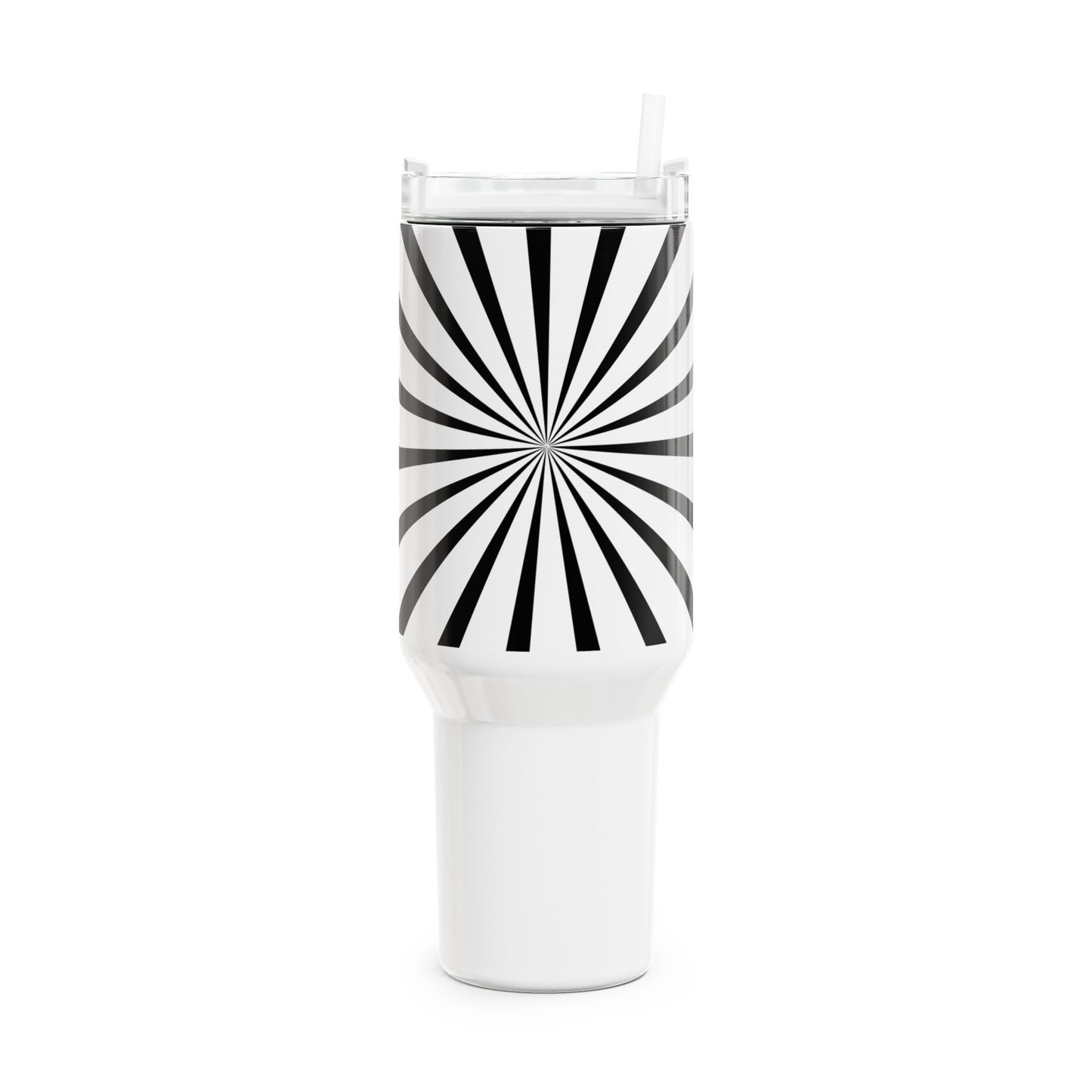 Tumbler, 40oz Black and White Striped with Straw