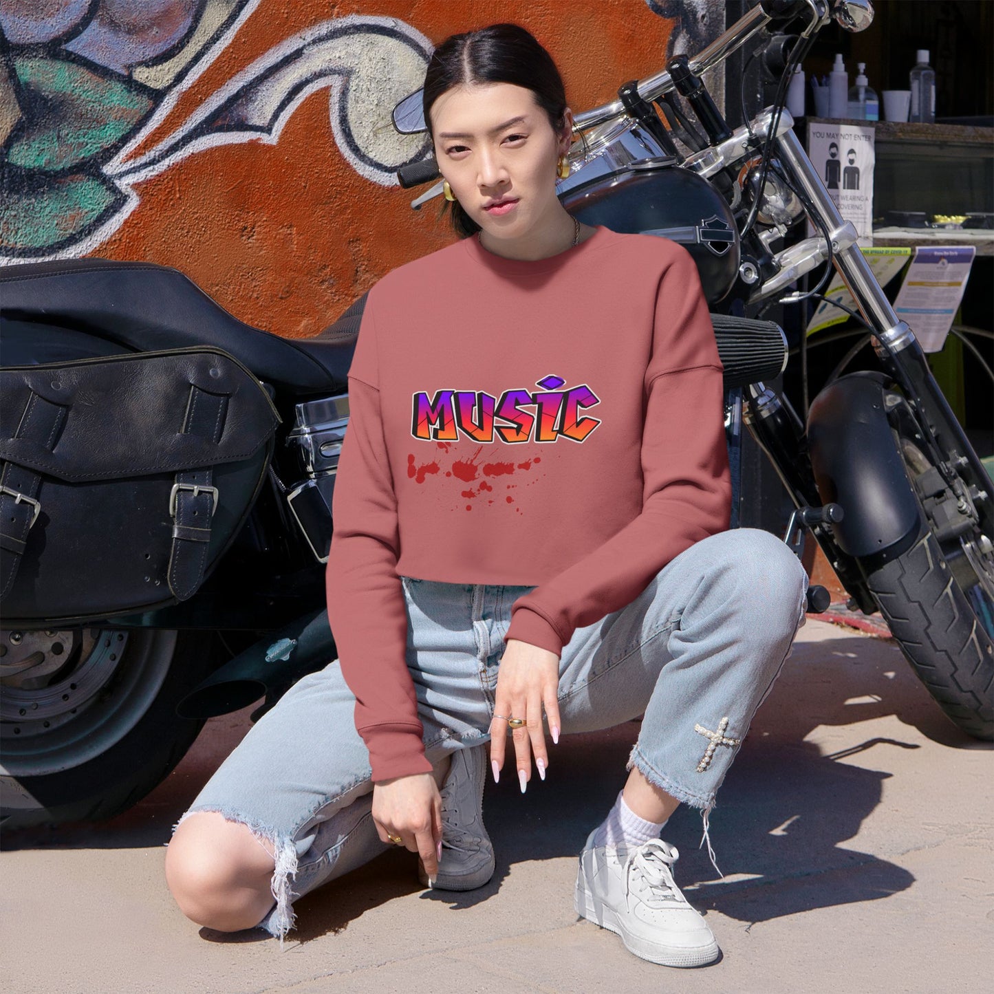 Music Lover Women's Cropped Sweatshirt