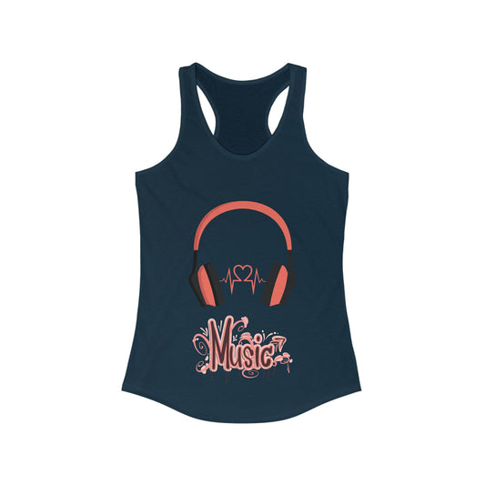 Racerback Tank with Music Pattern - Women's