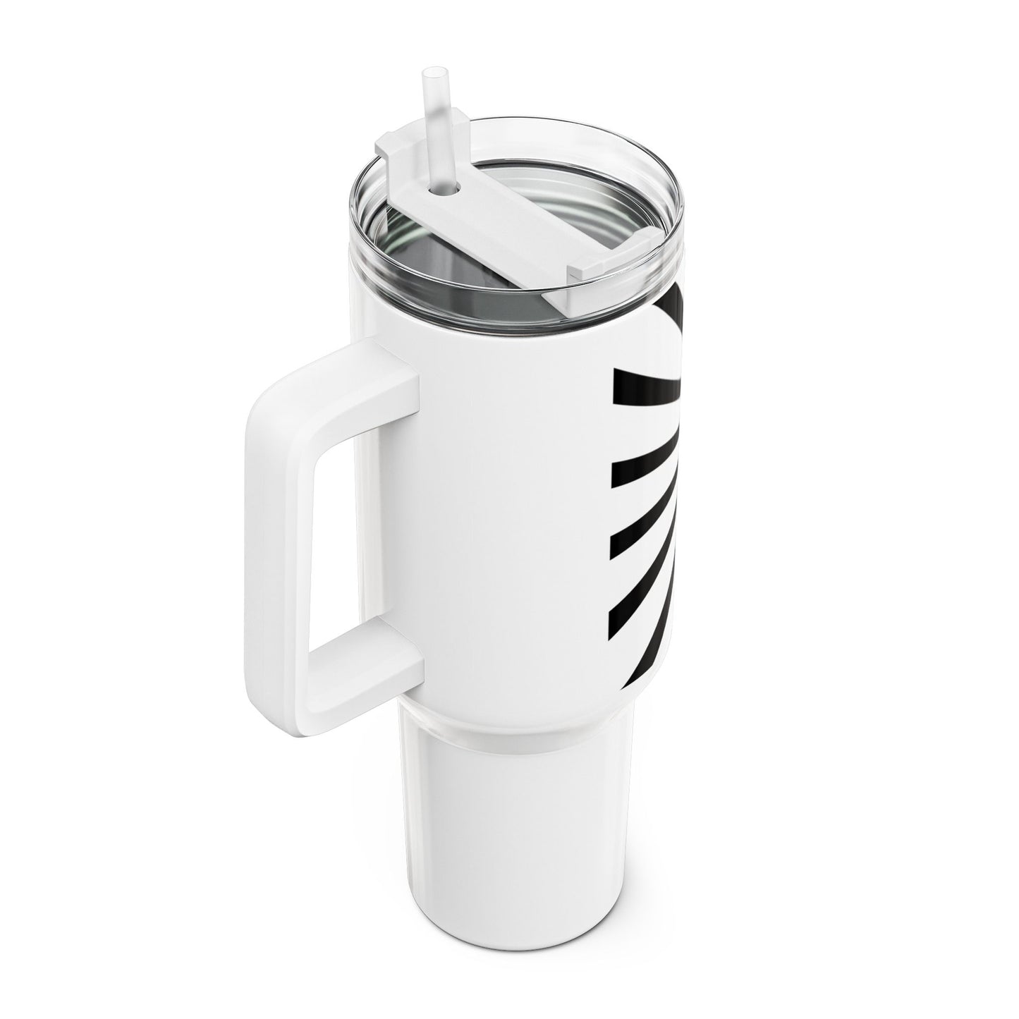 Tumbler, 40oz Black and White Striped with Straw